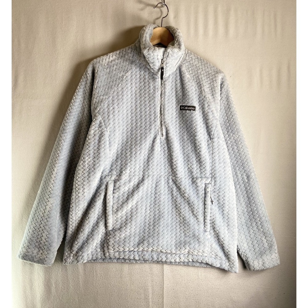 Columbia Jacket Womens M Light Blue Fire Side Sherpa Fleece 1/4 Zip Pullover
